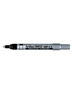 Marqueur artline permanent pointe moyenne conique 2.3mm tous supports corps métal encre pigmentée résiste eau argent. 2