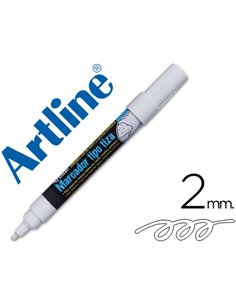 Marqueur artline fenêtres pointe fibre acrylique conique 4mm encre liquide craie pigmentée base eau inodore blanc.