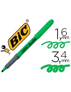 Surligneur bic grip caoutchouc pointe biseautée coloris vert.