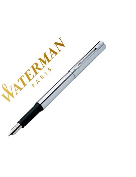 Stylo-plume waterman graduate corps acier chromé section noire.