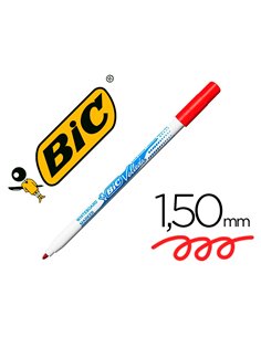 Marqueur bic velleda 1721 effaçable pointe ogive 1mm encre alcool sans odeur corps plastique rouge.