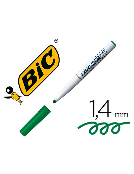 Marqueur bic velleda 1741 effaçable pointe ogive tracé 2mm encre cétone format stylo grande longévité vert.