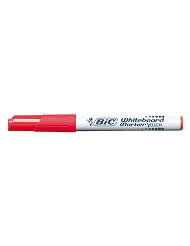 Marqueur bic velleda 1741 effaçable pointe ogive tracé 2mm encre cétone format stylo grande longévité rouge.