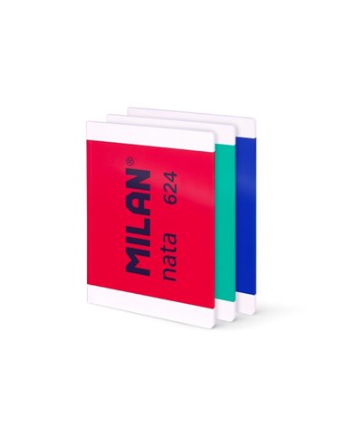 Milan Nata 624 Lot de 3 cahiers collés format A4 quadrillé 5 mm - 48 feuilles de 95 g/m² - Microperforé - Couleurs assorties