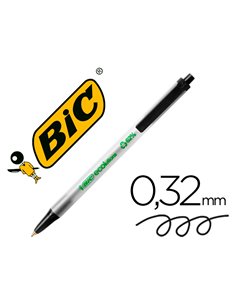 Stylo-bille bic écolutions clic stic recyclé écriture moyenne 0.5mm encre douce rétractable coloris noir.