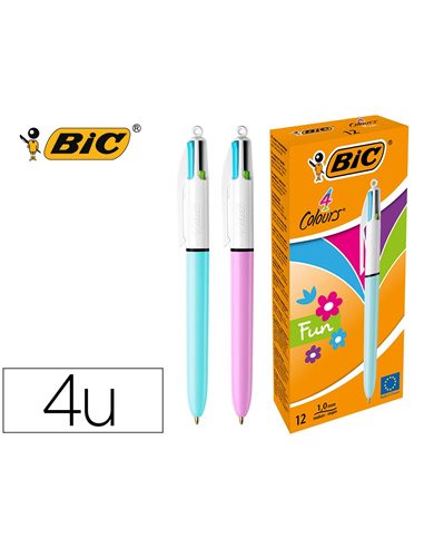 Stylo-bille bic 4 couleurs grip pro pointe moyenne encre classique rétractable rechargeable 4 couleurs fashion.