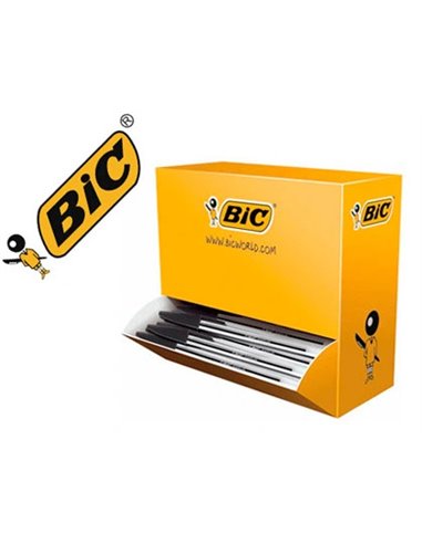 Stylo-bille bic cristal écriture moyenne 0.5mm encre classique noire bille indéformable pack économique 100 unités.