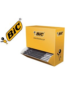 Stylo-bille bic m10 clic écriture moyenne 0.5mm rétractable côté stylo couleur noir pack économique 100 unités.