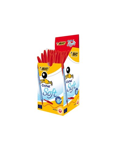 Stylo-bille bic cristal soft pointe moyenne 1,2mm rouge.