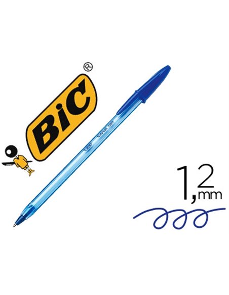 Stylo-bille bic cristal soft écriture large 0.8mm encre classique bille indéformable capuchon couleur encre bleu.