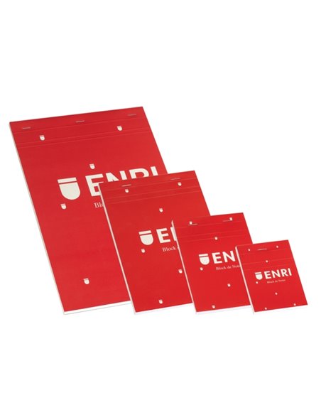 Bloc-notes agrafé Enri 80 feuilles unies - Format A5 - Couverture souple rouge