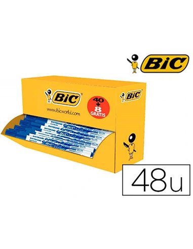 Marqueur bic velleda 1721 effaçable pointe ogive fine couleur bleu pack de 40 + 8 offerts.