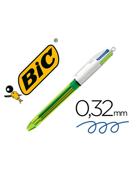 Stylo-bille bic 4 couleurs grip pro pointe moyenne encre classique rétractable rechargeable 4 couleurs fluo.