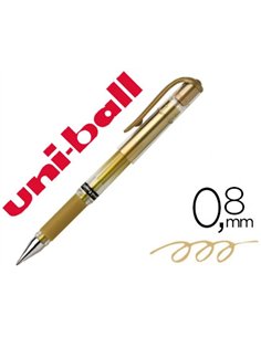 Stylo-bille uniball signo broad écriture large 0.8mm pointe 1mm grip caoutchouc encre gel résistante eau lumière or.