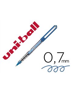 Roller uniball ocean care ecriture moyenne pointe 0,7mm encre liquide bleue.