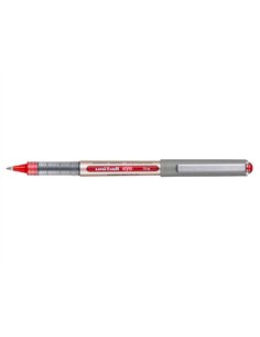 Roller uniball eye plastique recycle encre liquide ecriture moyenne pointe metal coloris rouge.