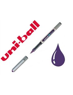 Roller uniball eye pointe metal ecriture moyenne 0,5mm encre fluide resiste temps eau solvants coloris violet.
