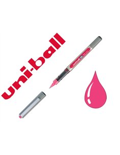 Roller uniball eye pointe metal ecriture moyenne 0,5mm encre fluide resiste temps eau solvants coloris rose.