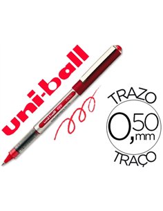 Roller uniball ub-150 eye écriture fine 0.3mm double niveau encre liquide visible régulateur débit coloris rouge.