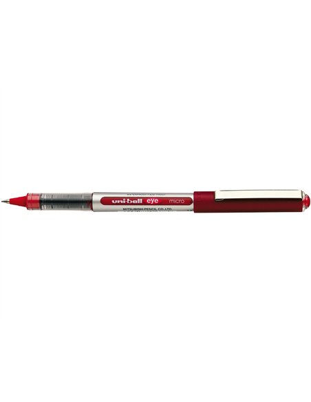 Roller uniball ub-150 eye écriture fine 0.3mm double niveau encre liquide visible régulateur débit coloris rouge.