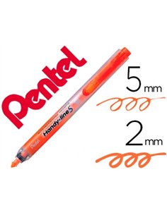 Surligneur pentel handy line s rétractable rechargeable pointe biseautée 1/3.6mm corps fin encre orange.