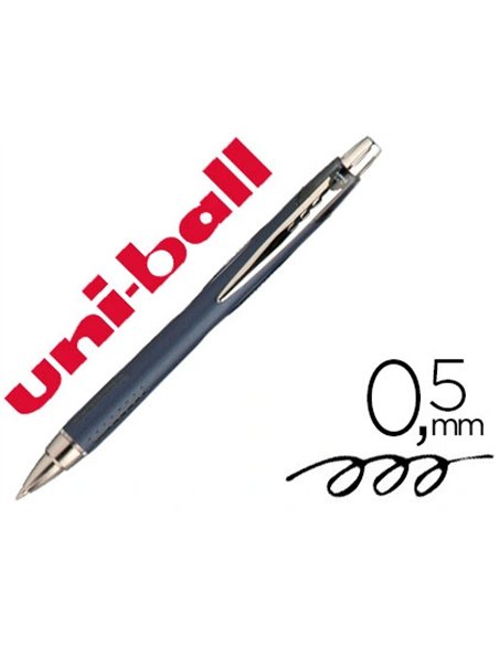 Stylo-bille uniball jetstream rt écriture moyenne 0.5mm encre gel rétractable grip antiglisse agrafe métal coloris noir.