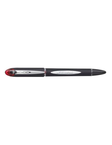 Stylo-bille uniball rétractable jetstream rt écriture moyenne 0.8mm grip antiglisse intégral encre ultra fluide rouge.