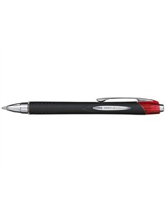 Stylo-bille uniball rétractable jetstream rt écriture moyenne 0.8mm grip antiglisse intégral encre ultra fluide rouge. 2