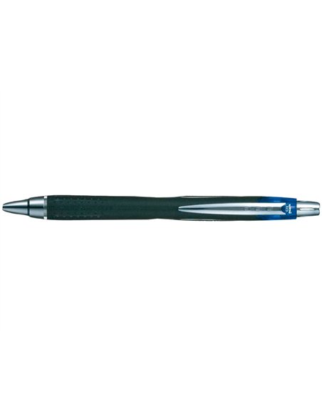 Stylo-bille uniball jetstream rt écriture moyenne 0.8mm encre gel rétractable grip antiglisse agrafe métal coloris bleu.