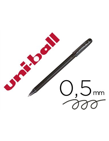 Stylo-bille uniball jetstream 101 pointe moyenne trait 0,5mm encre gel capuchon grip ergonomique coloris noir.
