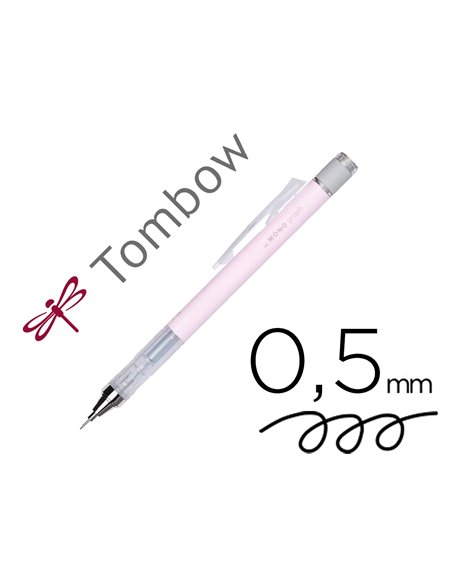 Porte-mines tombow monograph 0,5mm rechargeable gomme telescopique interchangeable coloris corps rose.