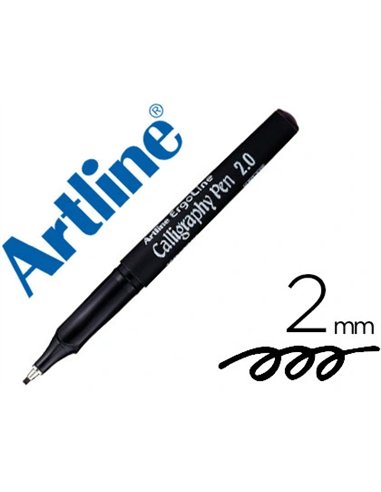 Marqueur artline calligraphie largeur trait 2mm pointe fibre encre base eau sans xylène prise ergonomique coloris noir.