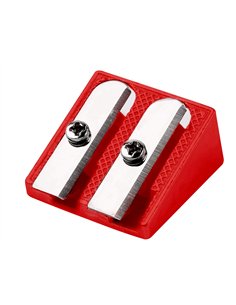 Taille-crayon liderpapel metallique 2 usages coloris rouge. 2