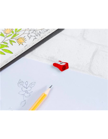 Taille-crayon liderpapel metallique 1 usage coloris rouge.