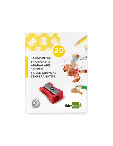 Taille-crayon liderpapel metallique 1 usage coloris rouge.