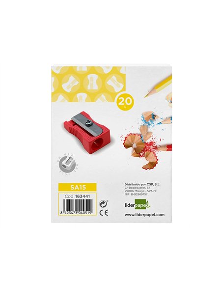 Taille-crayon liderpapel metallique 1 usage coloris rouge.