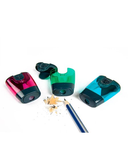 Taille-crayon liderpapel plastique intérieur métal réservoir protecteur de lame 1 usage coloris assortis.