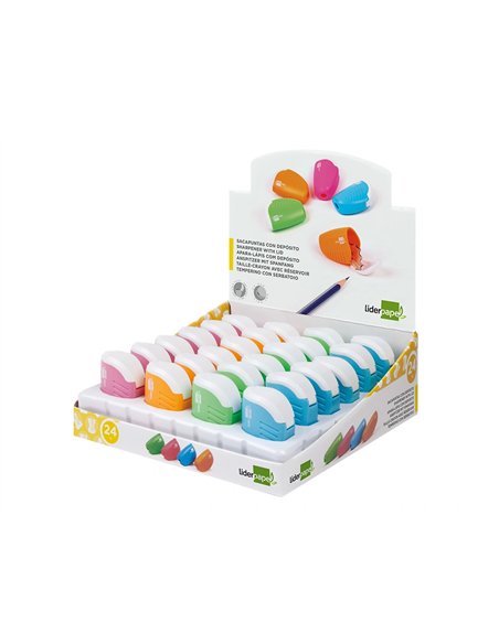 Taille-crayon liderpapel plastique réservoir à copeaux non détachable 1 usage coloris assortis.