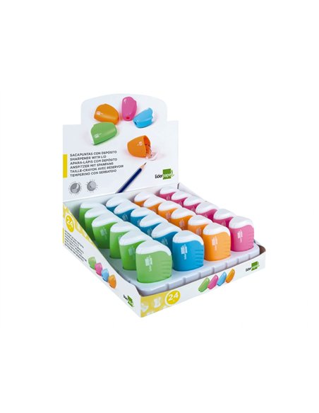 Taille-crayon liderpapel plastique réservoir à copeaux non détachable 1 usage coloris assortis.
