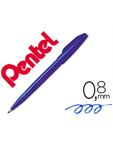 Stylo-feutre pentel sign pen aquarellable écriture large 0.8mm pointe fibre acrylique encre soluble eau coloris bleu.