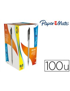 Stylo-bille paper mate inkjoy 100 écriture moyenne 0.7mm encre ultra douce résiste bavures rétractable noir pack 100u.
