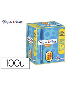 Stylo-bille paper mate inkjoy 100 écriture moyenne 0.7mm ultra douce corps triangulaire résiste bavures bleu pack 100.