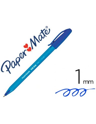Stylo-bille paper mate inkjoy 100 cap écriture fine bleu.