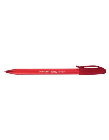 Stylo-bille paper mate inkjoy 100 écriture moyenne 0.7mm ultra douce corps triangulaire résiste bavures coloris rouge.