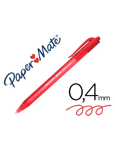 Stylo-bille paper mate inkjoy 100 écriture moyenne 0.7mm encre ultra douce résiste bavures rétractable coloris rouge.