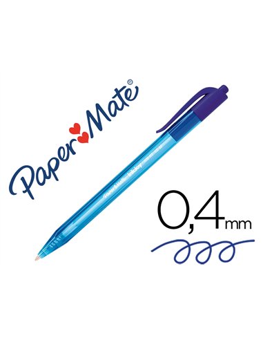 Stylo-bille paper mate inkjoy 100 écriture moyenne 0.7mm encre ultra douce résiste bavures rétractable coloris bleu.