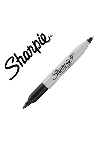 Marqueur permanents sharpie double pointe noir.