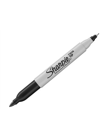 Marqueur permanents sharpie double pointe noir.