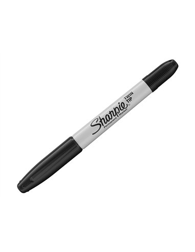Marqueur permanents sharpie double pointe noir.