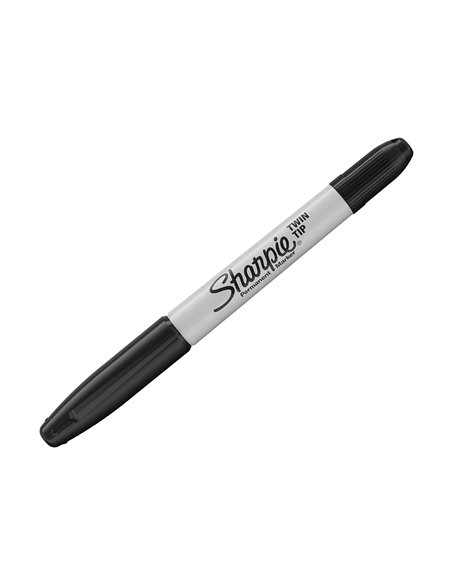 Marqueur permanents sharpie double pointe noir.